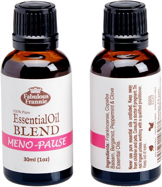 Fabulous Frannie 30ml 100% Pure Essential Oil Blend Meno-Pause Made with Copiaba, Frankincense, Peppermint, Bergamot & Clove Essential Oils and Wild Yam Root Powder.