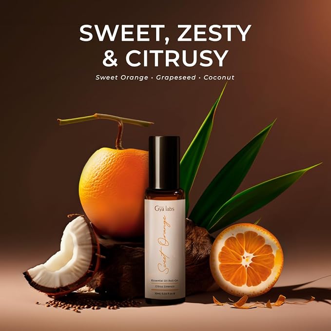 Sweet Orange & Stress Relief Roll On Set - Essential Oils Aromatherapy Roll On with Essential Oil Set - 2x0.34 fl oz - Gya Labs