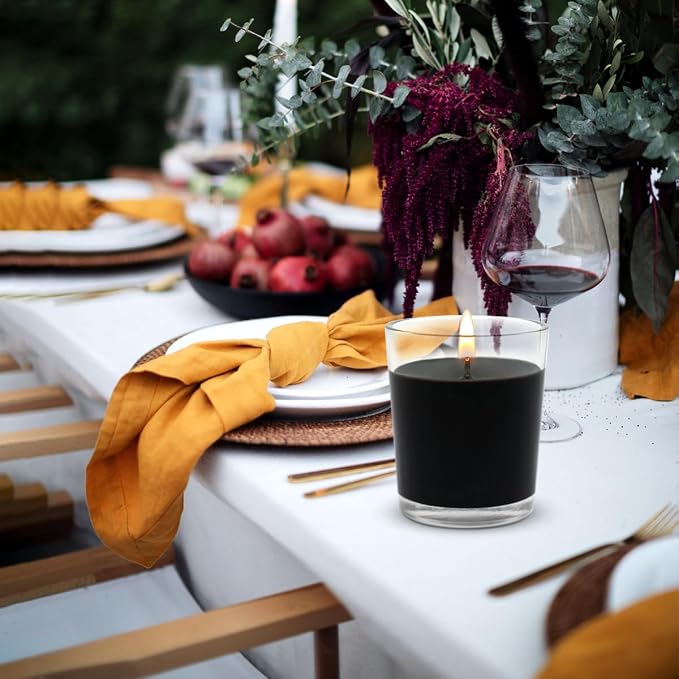 Unscented Black Votive Candles in Glass, 2 Inch Natural Soy Wax Scentless Candles for Halloween Wedding Party Home Holidays Relaxation Spa, 12-15 Hour Burning Time, 4 Packs