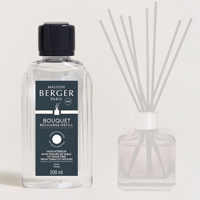 MAISON BERGER Anti Tobacco Odor - Fragrance Refill for Reed Sticks and Ceramic Diffuser - 6.76 Fluid Ounces - 200 Milliliters | Fragrance Refill for Reed and Ceramic Diffusers, Passive Diffusion, ~6 Weeks, No Flame or Electricity, Made in France