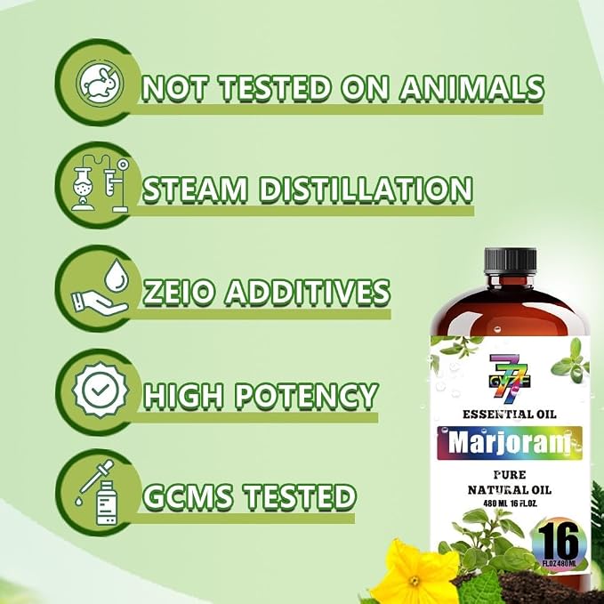 Marjoram Essential Oil, Marjoram Oils, for Diffuser, Massage, Humidifier, DIY Candles, Soap, Home, Yoga, Gift, Essential Oil, GV77ZF Marjoram Fragrance Oil - 16 fl oz (480 ml)