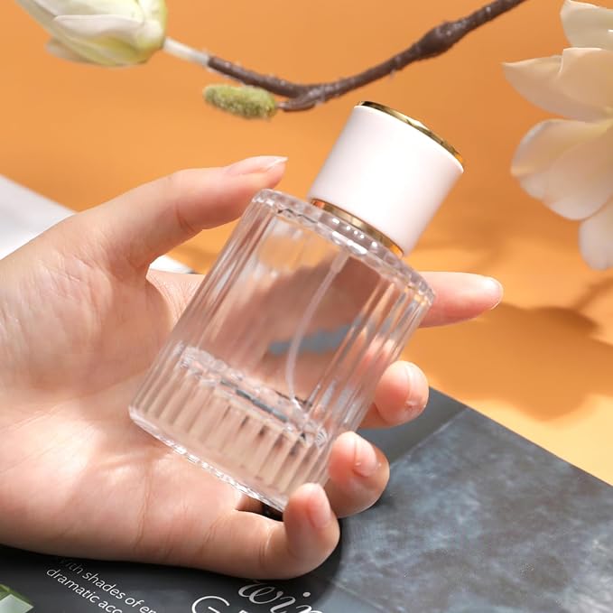 50ml/1.7 Oz Glass Spray Bottle Perfume Atomizer,Refillable Perfume Spray Bottle Perfume Bottles Empty with 3 Kinds of Perfume Dispenser (Round 50ml)