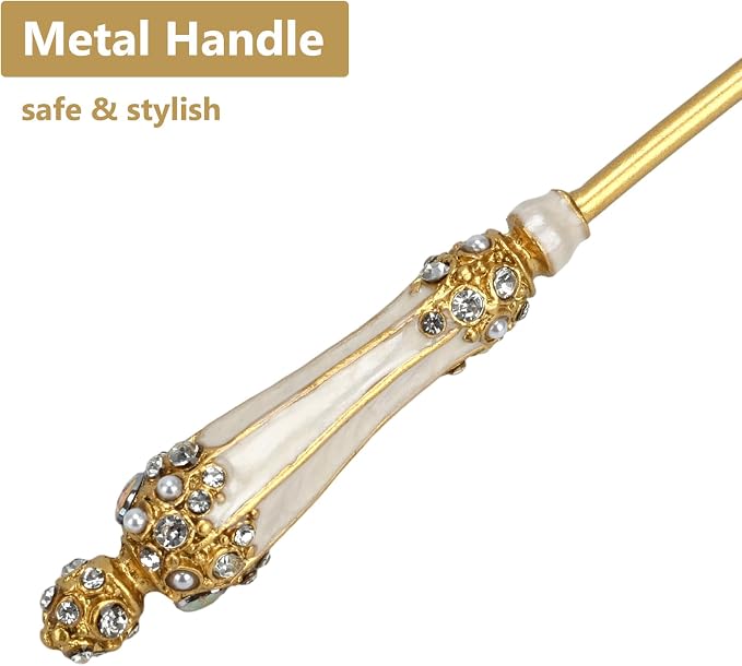 Vintage Candle Snuffer Decorative Royal-Style Candle Flame Extinguisher Tool to Put Out Candle Flame Safely and Stylishly, 7.2 x 2.75 x 1.55 Inches (Pearl White)