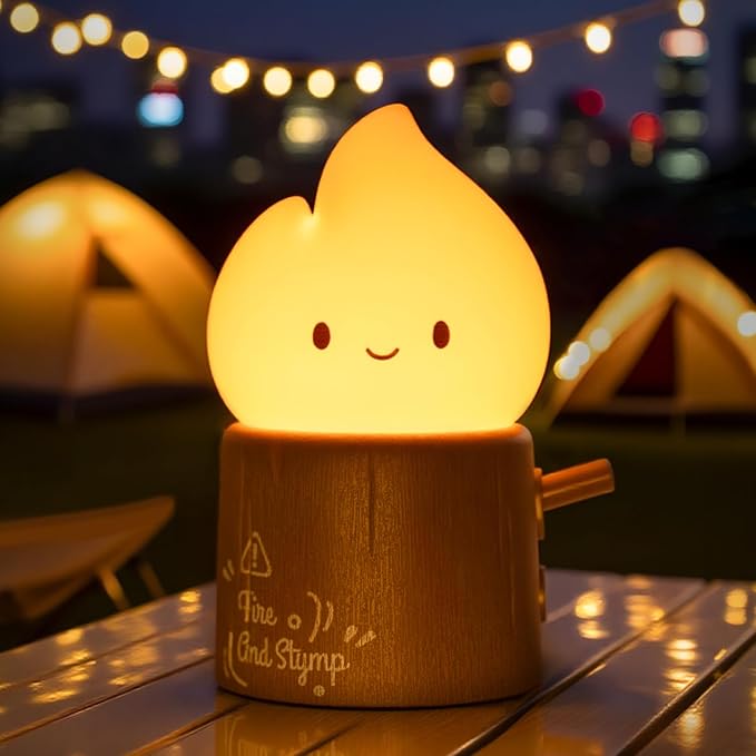 WANIDEA Flameless Candles Lamp, Cute Night Light,Torch Stump Light, LED Tea Lights Candles Rechargeable Night Light,Suitable for Kids lamp Bedroom,Outdoor,Camp, Gift, Christmas,Halloween