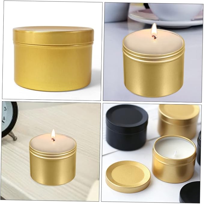 CORHAD 4pcs Aluminum Alloy Candle Jars Lids Scented Candle Holders Portable Travel Storage Containers for Tealight for and Weddings