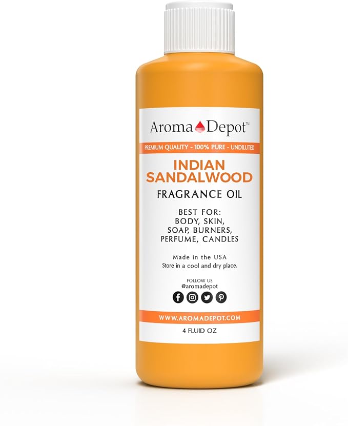 Aroma Depot Indian Sandalwood Perfume/Body Oil (7 Sizes) Our Interpretation, Premium Quality Uncut Fragrance Oil (4 Ounce Plastic Bottle (120ml))