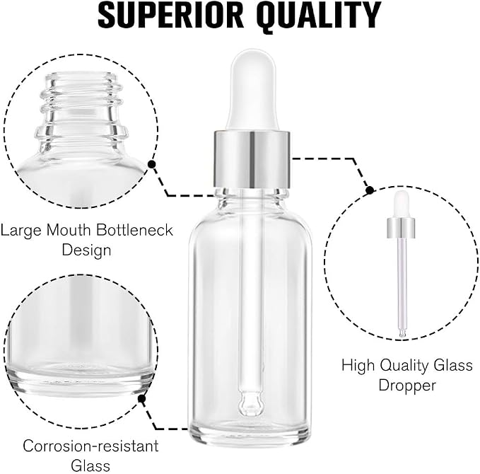 PrettyCare 2 oz Dropper Bottles, 4 Pack Frosted Glass Bottles 60ml with Golden Caps, 12 Labels, Funnel & Measured Pipettes-Empty Tincture for Essential Oils & Skincare