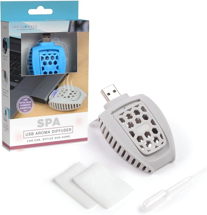Mini Oil Diffuser USB Powered Essential Oil Car Diffuser. Small Diffuser. Use As Travel Diffuser, Desk Diffuser for Office Home. Mini Diffuser Essential Oil Car Freshener with Two Pads. Colors Vary