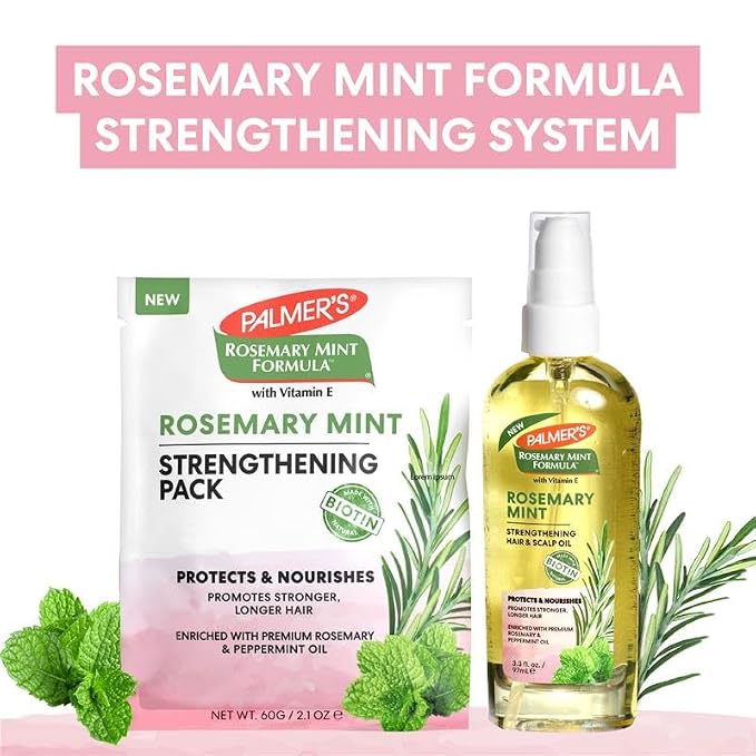 Palmer's Hair Oil, Rosemary Mint Strengthening Hair & Scalp Oil, 3.3 fl. oz, Helps Stimulate Growth, Hydrating & Protecting for Anti-Breakage, Nourishes Dry Roots, Adds Softness & Shine