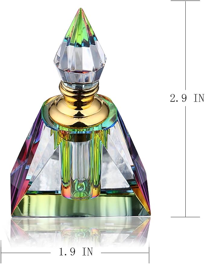 H&D HYALINE & DORA Vintage Egyptian Perfume bottle Decor Refillable Mini Empty Potions Glass 3ML (Rectangular pyramid)