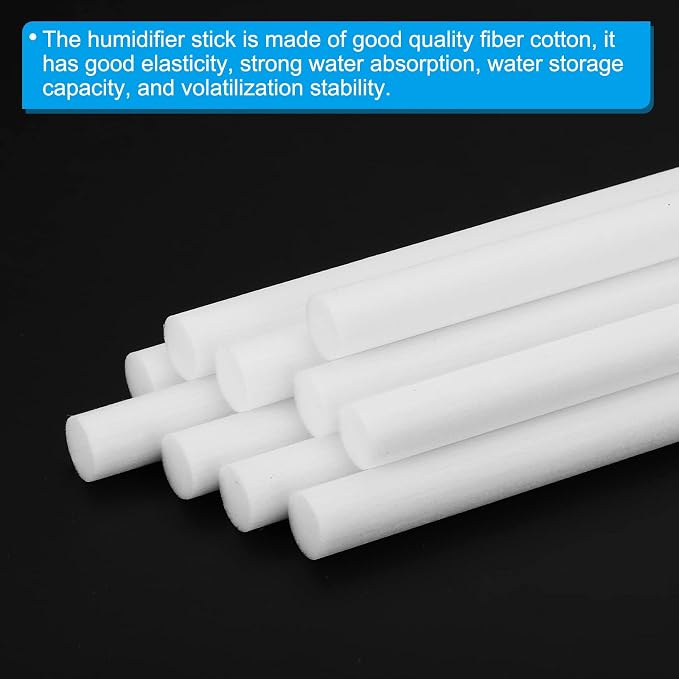 PATIKIL Humidifier Cotton Filter Sticks, 10 Pcs Refill Sticks Filter Wicks Replacement for USB Mini Humidifiers Portable Diffuser (6.89'' x 0.39''), White