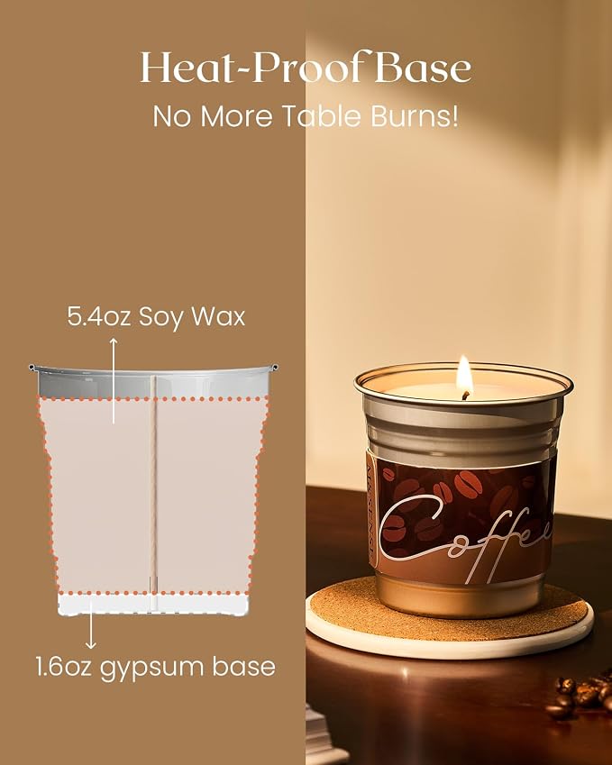 M&SENSE Cappuccino Coffee Scented Candles, Soy Wax 7oz | 42 Hours Long Lasting, Clean Burn, Aromatherapy, Home Decor