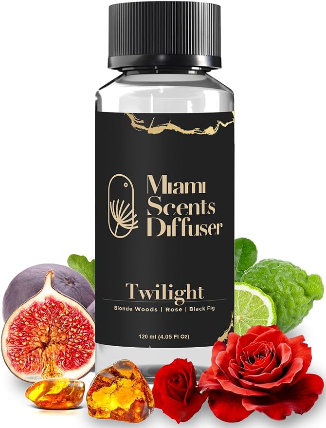 Twilight After Hours Essential Oil Refill Luxury Hotel Inspired, Long Lasting Aroma for Home & Office Diffuser, 120ml Fresh Blend of Blonde Wood Rose and Black Fig, Scent for Wellness Aromatherapy.