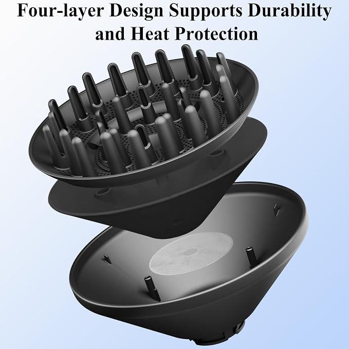 Large Diffuser Attachment Compatible with Shark FlexStyle, Upgraded Bigger Diffuser Nozzle for Dryer Faster and Define Wavy, Curly, Coily Hair, Black