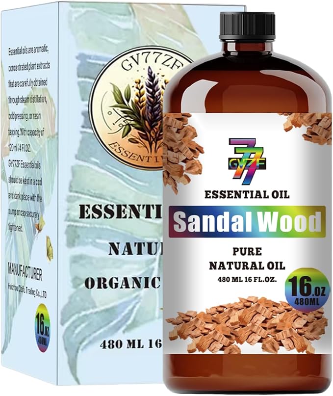 Sandalwood Essential Oil, Sandalwood Oils, for Diffuser, Meditation, Humidifier, DIY Candles, Soap, Yoga, Massage, Gift, Essential Oil, GV77ZF Sandalwood Fragrance Oil - 16 fl oz (480 ml)