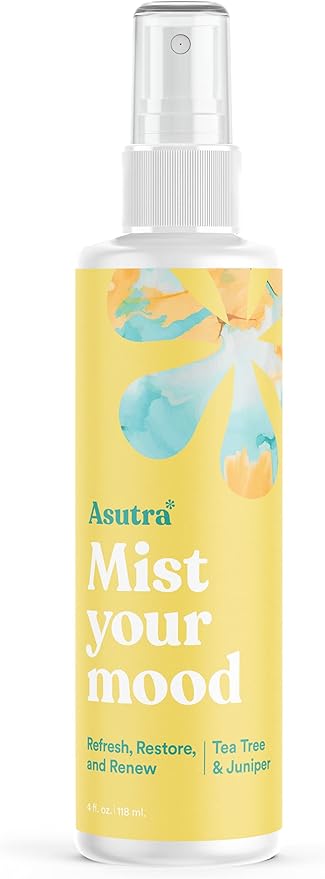 ASUTRA Multi-Use Essential Oil Aromatherapy Spray (Tea Tree & Juniper), 4 fl oz – Mist for Face, Body, Rooms & Linens – Car, Fabric, and Bathroom Freshener