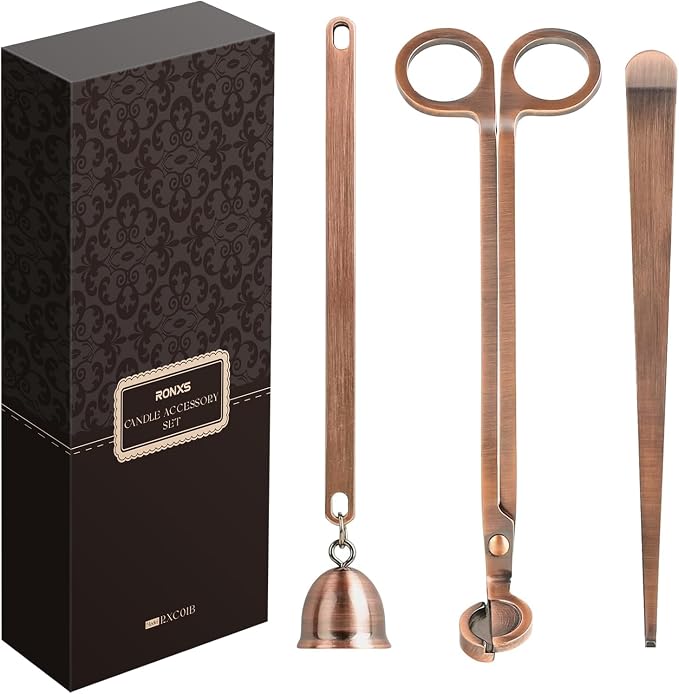 RONXS 3 in 1 Candle Accessory Set, Candle Wick Trimmer Candle Cutter, Candle Snuffer, Candle Wick Dipper with Gift Package for Candle Lover (Copper)