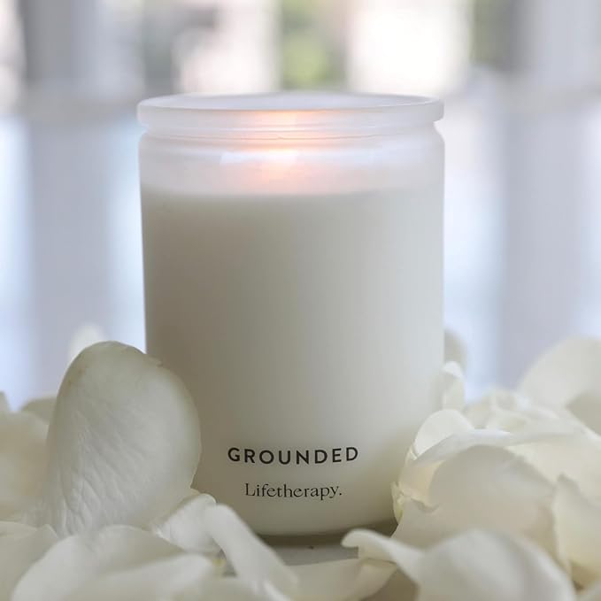 Lifetherapy Grounded Scented Soy Candle, 75-Hour Burn, 10 Oz | Natural soy wax scented candles for home with clean burn, jar candle design, and long lasting fragrance