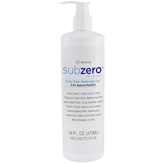 Sub Zero Cooling Pain Relief Gel, 16oz Bottle with Pump - Joint Relief and Nerve Pain Relief Cream for Muscle Deep Pain Relief and Arthritis Relief