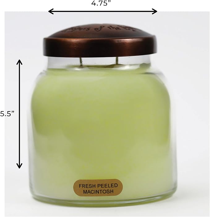 A Cheerful Giver — Fresh Peeled Macintosh - 34oz Papa Scented Candle Jar with Lid - Keepers of the Light - 155 Hours of Burn Time, Gift Candle, White