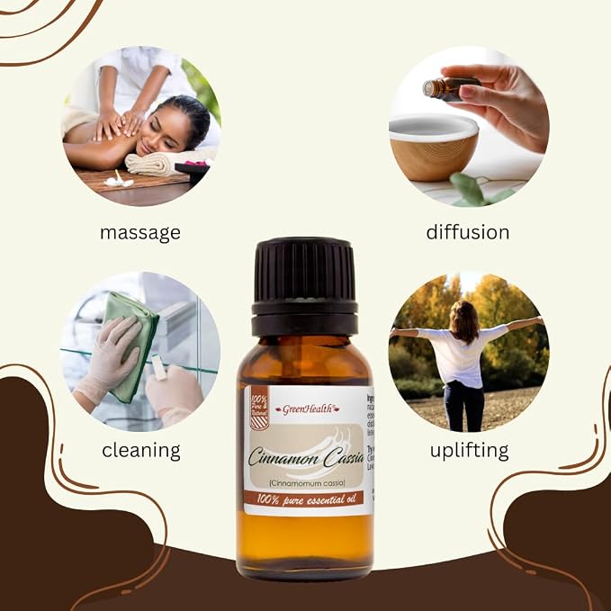 GreenHealth Cinnamon Cassia Essential Oil – 32 fl oz (946 ml) – 100% Pure & Uncut – Steam Distilled – Aluminum Bottle with Plug Cap – Aromatherapy, Soap, Candle Making