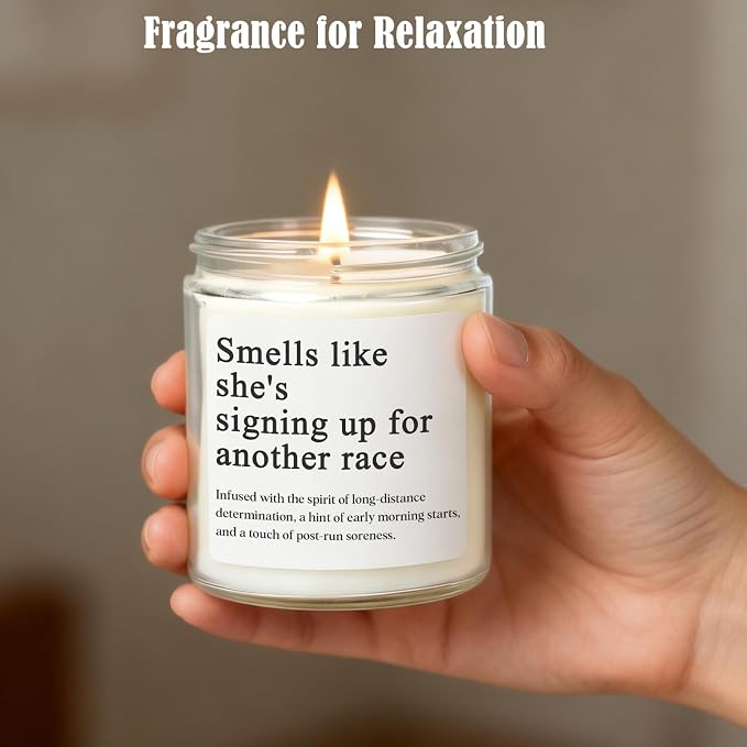 Gifts for Runners, Cross Country Running Gifts for Women, Men, Track and Field, Half Marathon Essentials, Funny Marathon Scented Candle, Christmas, Birthday, Running Gift for Marathon Runner