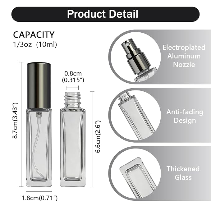 Elfenstall- Empty 5Pcs Mini 10ml 1/3oz Colorful Glass Perfume Bottles Set Refillable Multi-color Leak-proof Bottle for Cologne Perfume Sample Container