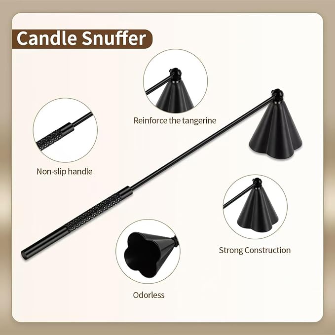 Candle Snuffer, Stainless Steel Wick Flame Extinguisher Elegant Candle Accessory for Candle Lovers - Retro Black