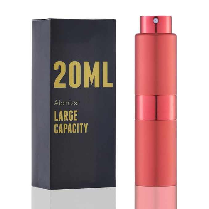 Cologne Travel Bottle 20ml - Large Size Perfume Atomizer Refillable for Men - Pocket Empty Fragrance Sprayer for Refill - 0.67oz Portable Twist Spray Sample Container for Purse Red