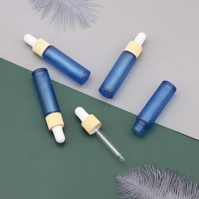 Ellbest 10ml Essential Oil Glass Dropper Bottle 10pcs Colorful Glass Bottles with Eye Dropper for Travel, Leak-Proof Refillable Mini Sample Vials with Funnels & Dropper (Matte Navy Blue)