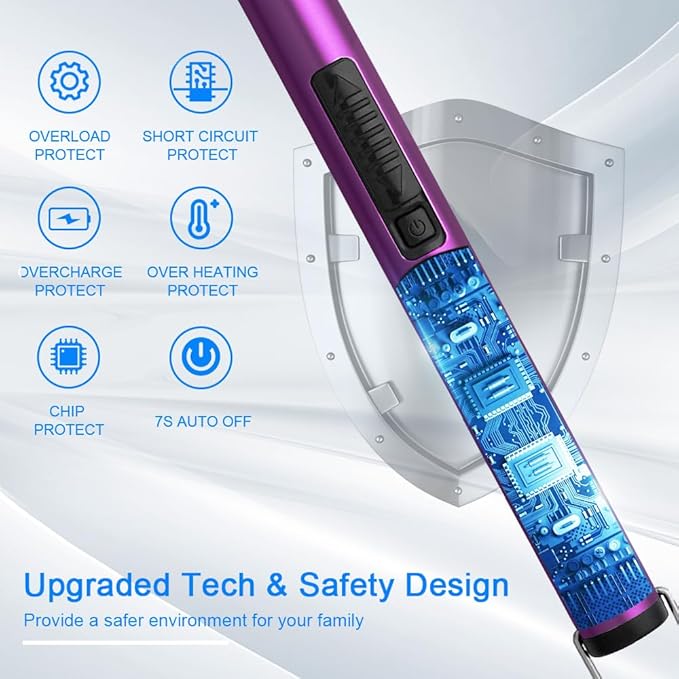 Candle Lighters USB Rechargeable Arc Electric Lighter with 360° Flexible Neck for Candle BBQ Camping (Purple)