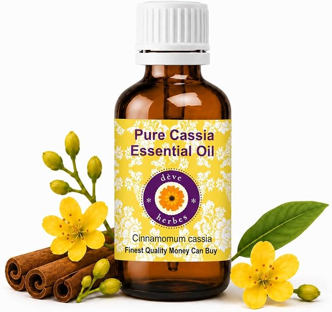 dève herbes Cassia Essential Oil (Cinnamomum Cassia) Pure | Non-Sticky | Non-Greasy | Lightweight | Men & Women | All Skin Types | Steam Distilled 30ml (1 oz)