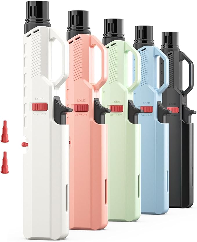 5 Pack Butane Torch Lighter, Refillable Windproof Lighters Bulk Multicolor for Candle, BBQ & Kitchen Torch (No Butane)