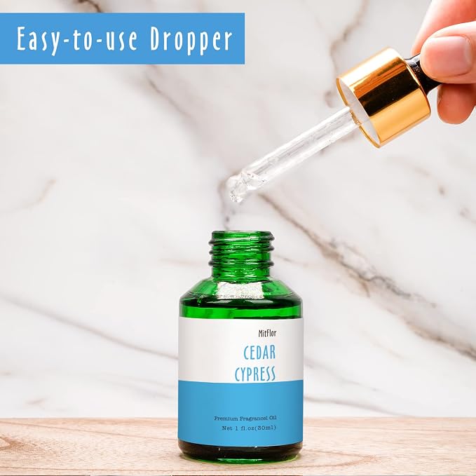 30ml Cedar Cypress Fragrance Oil, MitFlor Refreshing Fragrance Essentials Oil for Soap & Candle Making, Large Size Diffuser Oil Scents, Very Refreshing & Long-Lasting, Woody Scent for Home Fragrance