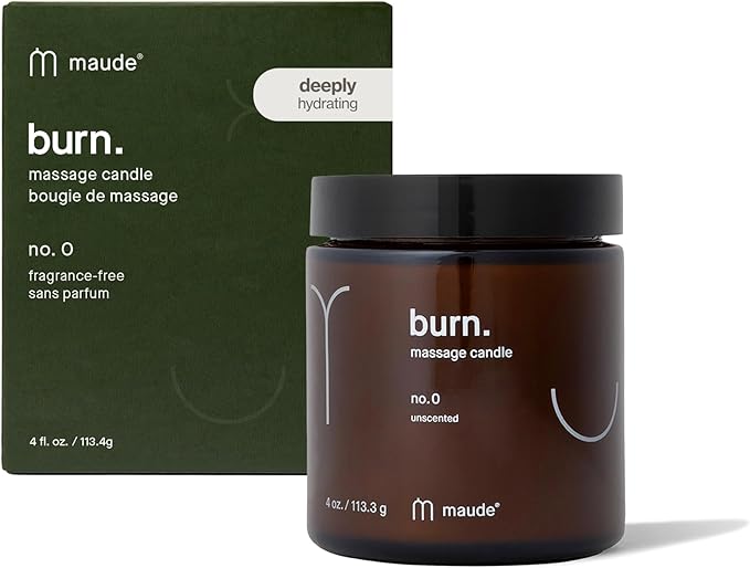 Maude Burn, Fragrance Free (No. 0) - Unscented Hydrating + Skin-Softening Soybean + Jojoba Oil Massage Candle - Fragrance-Free, Soothing Warm Massage Oil Candle - Relaxing Self Care Gifts (4 oz)