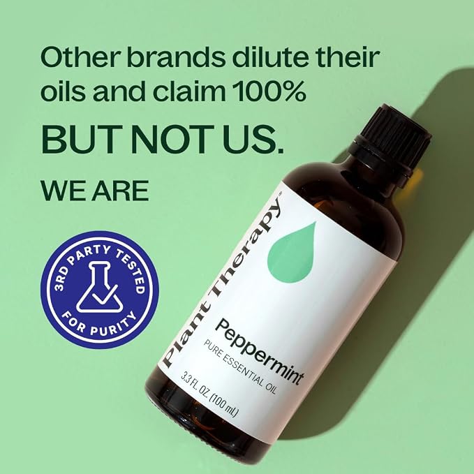 Plant Therapy Peppermint Essential Oil 100 mL (3.3 oz) 100% Pure, Undiluted, Natural Aromatherapy for Diffuser & Topical Use, Digestion, Respiratory, & Massage, Peppermint Oil for Skin & Hair