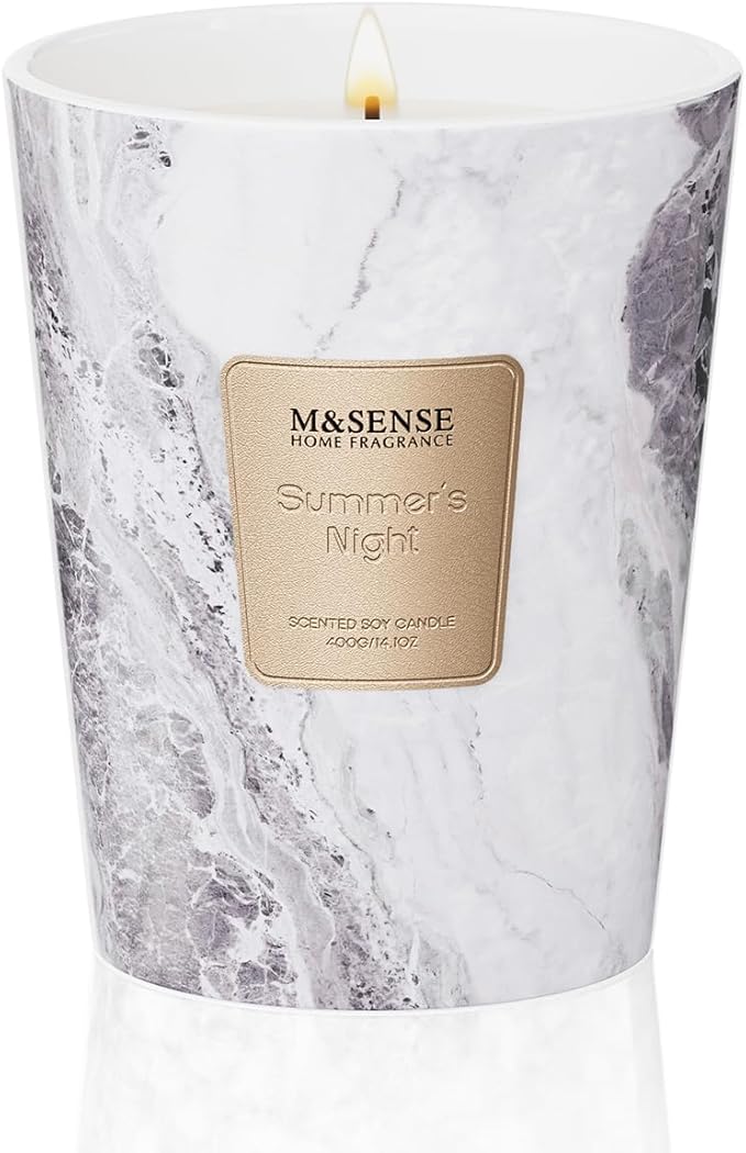 M&SENSE Summer Night Scented Soy Candle, 3 Wick Highly Scented 14.1 Oz 75H, Aromatherapy Christmas Gift for Women and Men