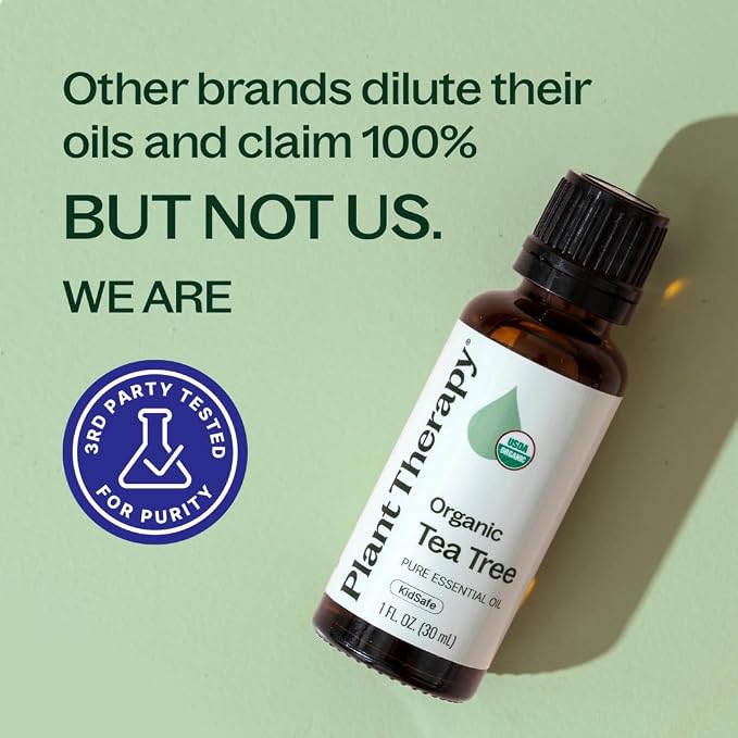 Plant Therapy Organic Tea Tree Oil (Melaleuca) 100% Pure, USDA Certified Organic, Undiluted, Natural Aromatherapy, Therapeutic Grade 30 mL (1 oz)