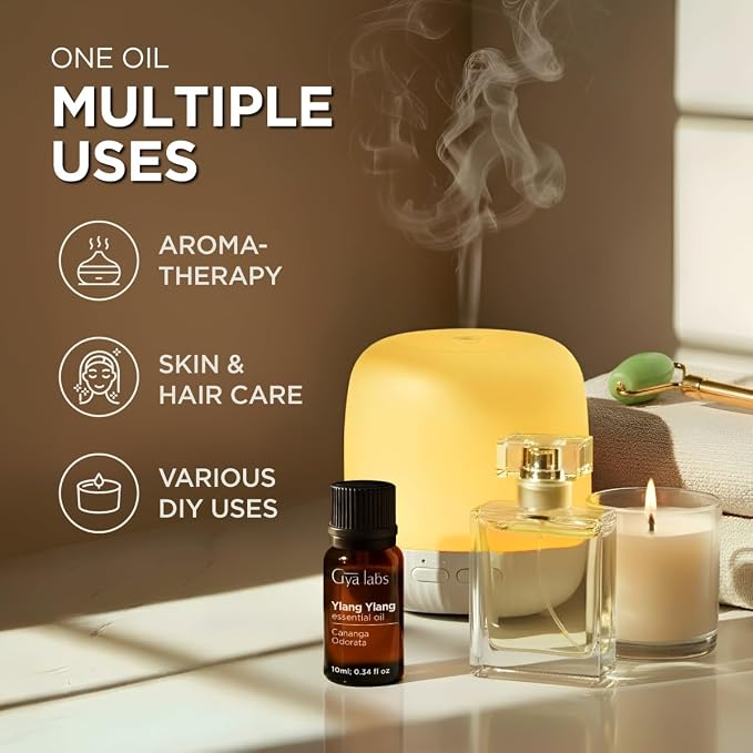 100% Pure Ylang-Ylang Essential Oil - 0.34 Fl Oz - Ylang-Ylang Oil for Hair, Skin, Diffuser, Aromatherapy & DIY Candle Making Scent