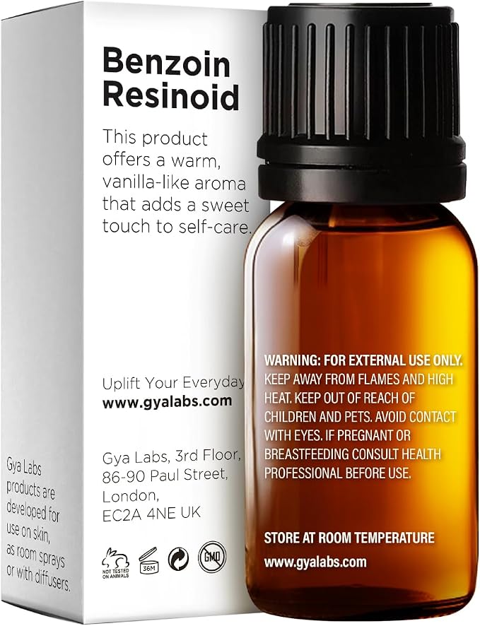 100% Pure Benzoin Resinoid Essential Oil - 0.34 Fl Oz - Benzoin Resinoid Oil for Hair, Skin, Diffuser, Aromatherapy & DIY Candle Making Scent