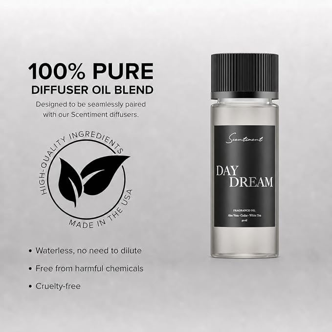 Scentiment Day Dream Diffuser Oil - Premium Hotel Scent with Notes of Aloe Vera, Cedar & White Tea Home Scent, Hotel Fragrance Oil Diffuser Refill - 1.69 fl oz (50 mL)