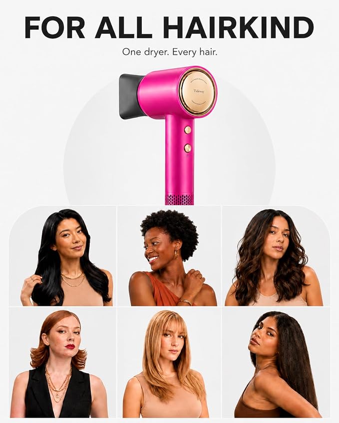 Tideway Hair Dryer Professional High-Speed Ionic Blow Dryer 110,000 RPM, Compact Hair Dryer with Magnetic Diffuser, Fast Drying with Brushless Motor Low Noise Smart Temperature Control-H11