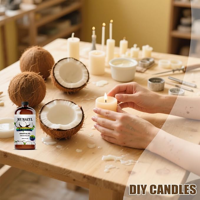 Coconut Essential Oil, Coconut Oil 16 Fl Oz 480ML for Diffuser Humidifier Yoga Cleaning DIY Candle Soap Making MUMAZYL Essential Oils