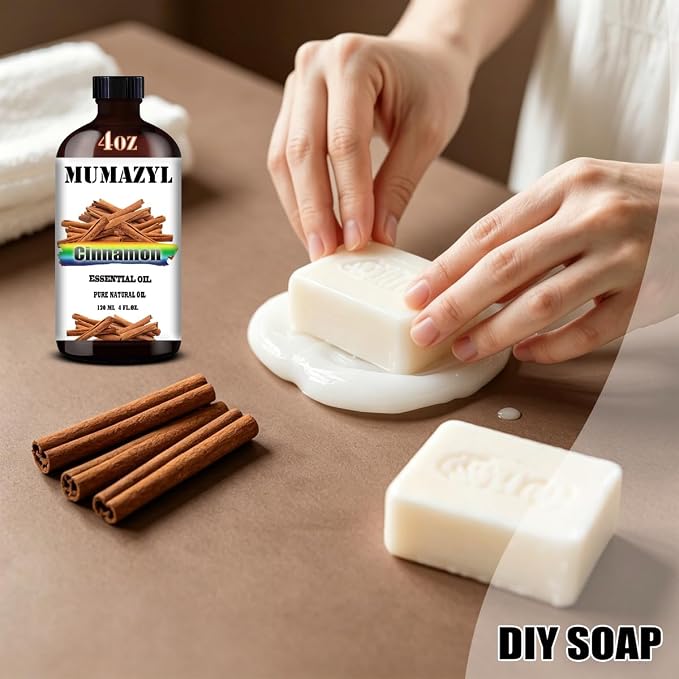 Cinnamon Essential Oil, Cinnamon Oil 4 Fl Oz 120ML for Diffuser Humidifier Yoga Cleaning DIY Candle Soap Making MUMAZYL Essential Oils