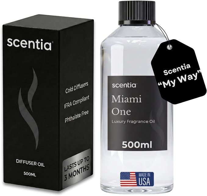 Scentia Miami One (My Way) Diffuser Oil for HVAC Scent Machine – Hotel Fragrance Inspired by 1 Hotel Miami Beach – 500 mL – Lemon, Sandalwood & Cedar Oil for Commercial & Cold Air Diffusers