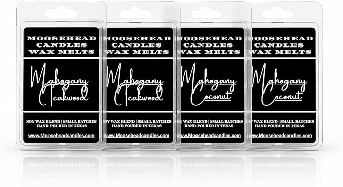 Mahogany Lovers Wax Melts - 4 Pack with 2 Mahogany Teakwood and 2 Mahogany Coconut Fragrances - Hand-Poured Luxury Scented Long-Lasting Aromas that Support Animal Rescue Efforts