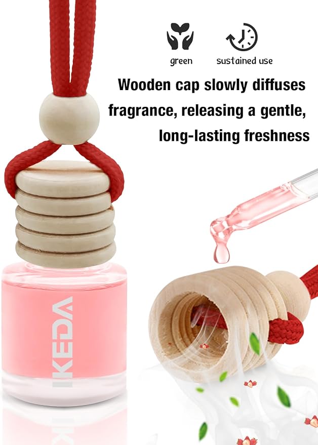 Ikeda Car Air Freshener: Hanging Car Smell Air Freshener | 10ml Hanging Car Perfume | Long Lasting Fragrance | Strong Scents Diffuser for Auto Home (Strawberry|Circular)