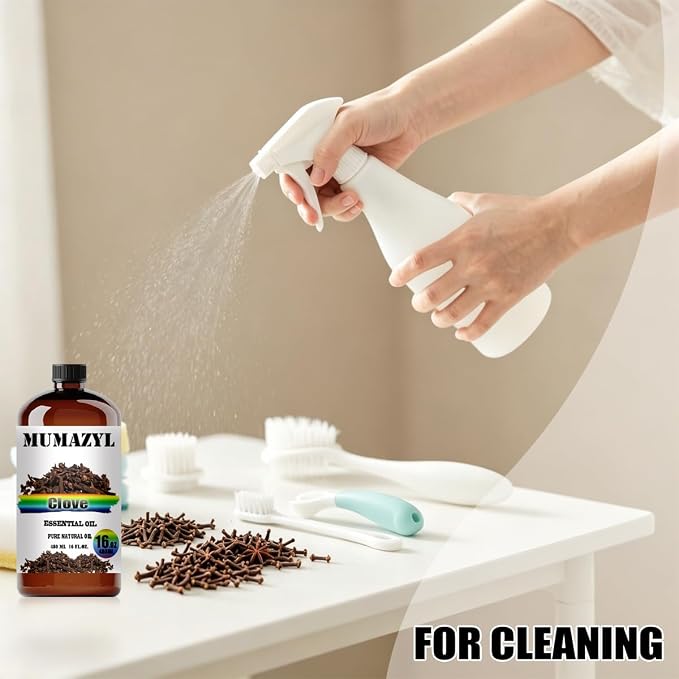 Clove Essential Oil, Clove Oil 16 Fl Oz 480ML for Diffuser Humidifier Yoga Cleaning DIY Candle Soap Making MUMAZYL Essential Oils