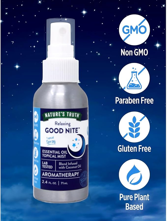 Nature's Truth Good Nite Essential Oil Topical Mist, Calming Blend, Yoga, & Aroma Spray, 2.4 FL OZ - 3 Pack