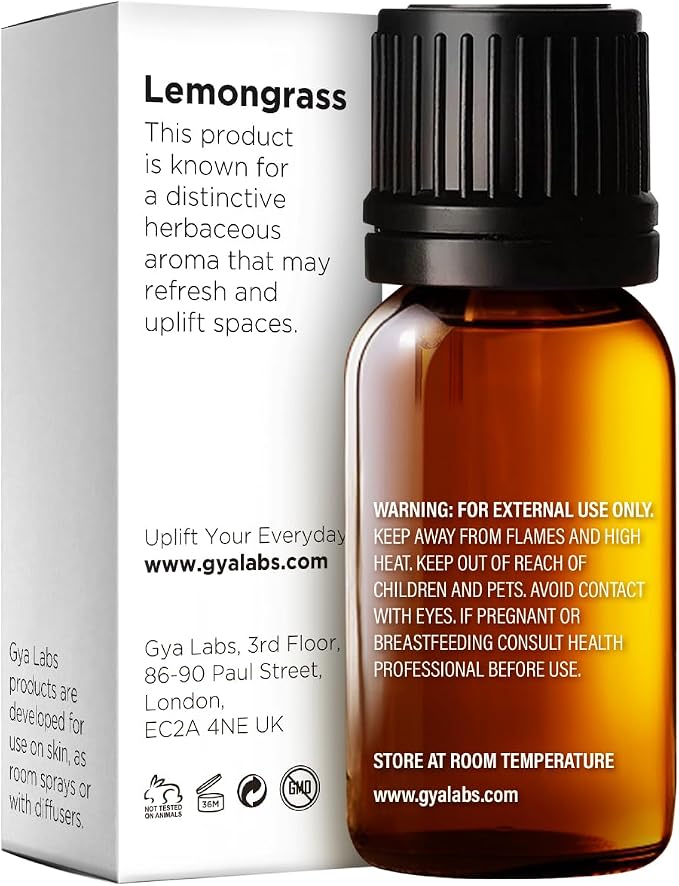 100% Pure Lemongrass Essential Oil - 0.34 Fl Oz - Lemongrass Oil for Hair, Skin, Diffuser, Aromatherapy & DIY Candle Making Scent